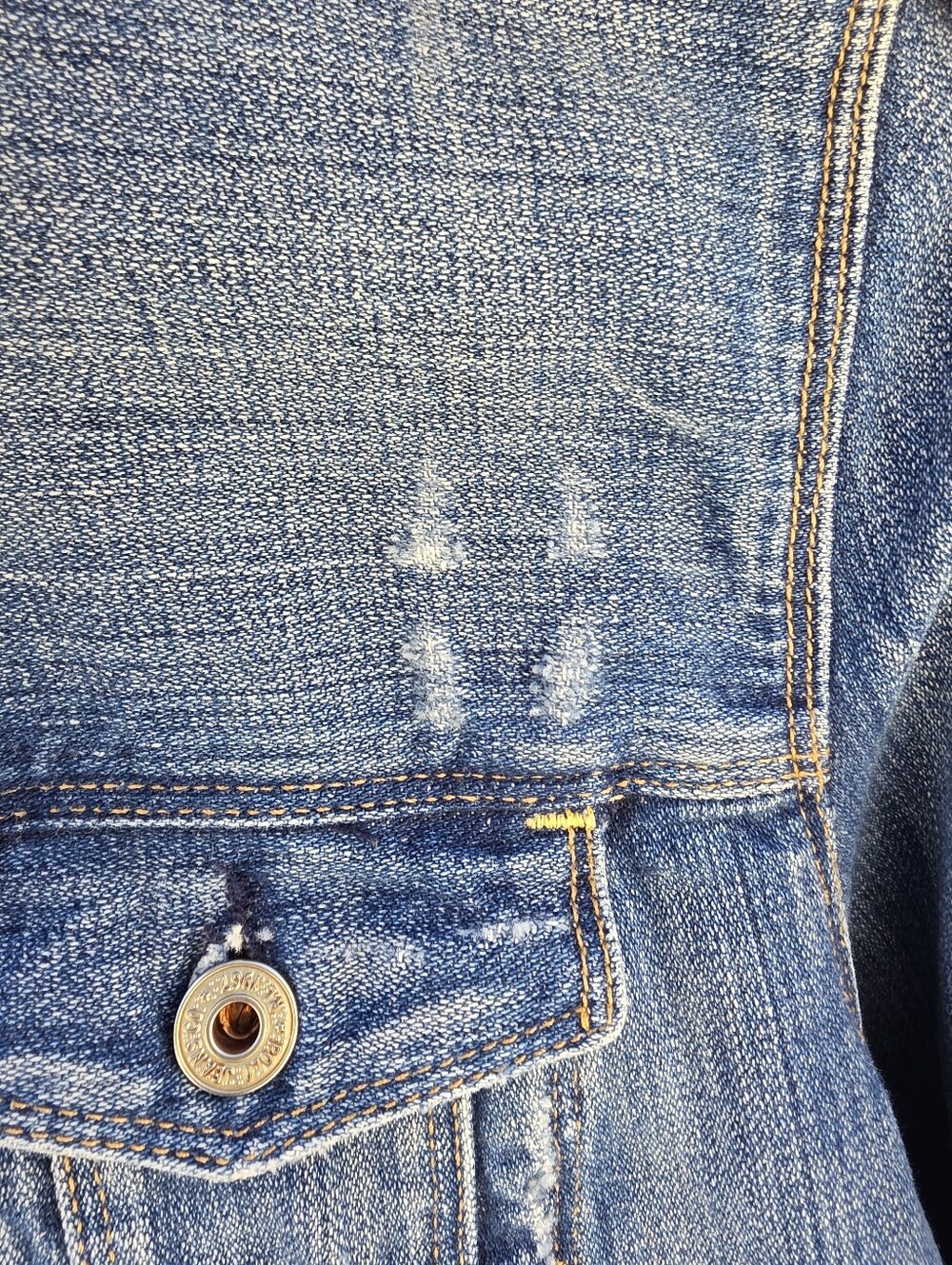 Vintage Polo Jeans Co.Ralph Lauren Distressed Rocker Denim Jean Jacket 20.5X22.5 - Picture 7 of 16